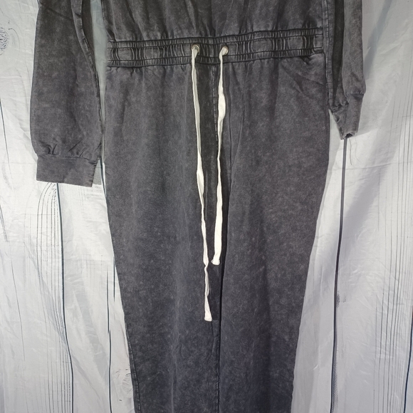 Lane 201 Faded Black Off The Shoulder Jumpsuit with Drawstring - Picture 6 of 14